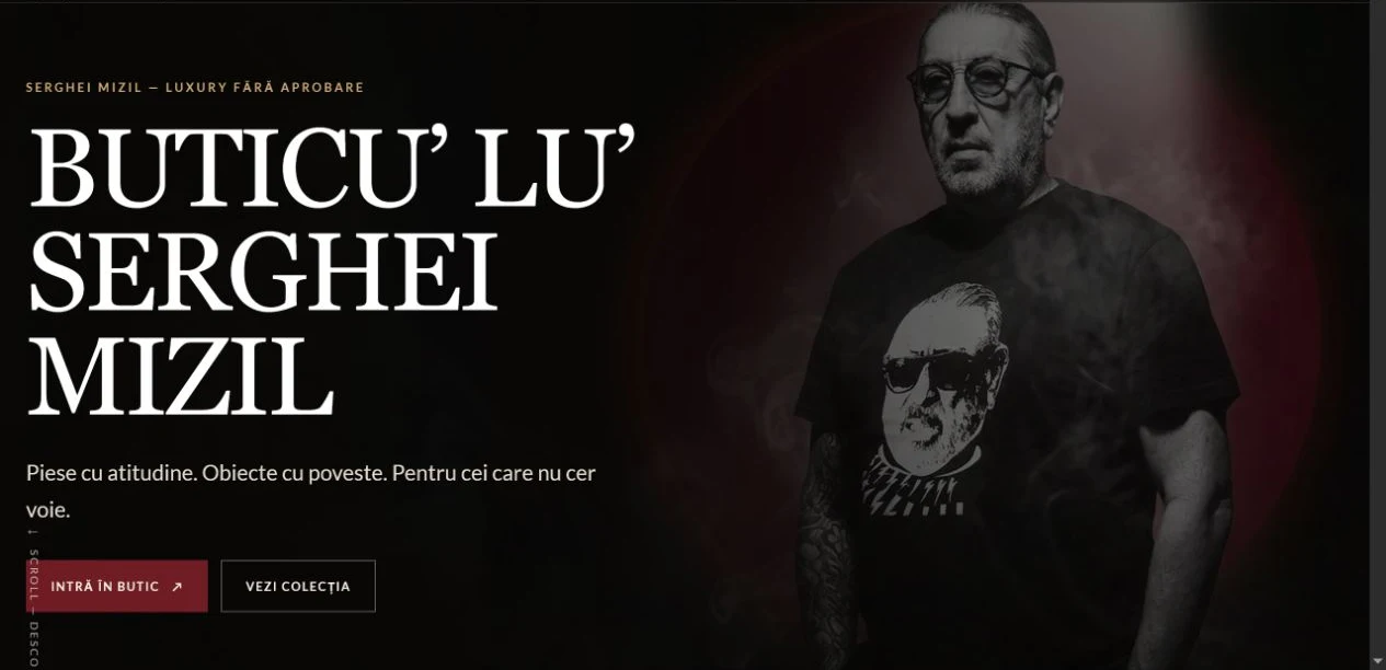 Captură reală a site-ului Serghei Mizil — Butic de brand